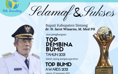 Bupati Sintang Raih Penghargaan Sebagai Top Pembina BUMD 2021