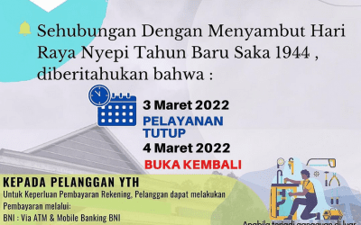 Pengumuman Libur Hari Raya Nyepi Tahun Baru Saka 1944 / Pelayanan Kantor Off