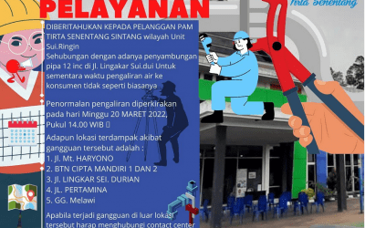 Pemberitahuan Gangguan Pelayanan Perbaikan Jaringan Pipa Distribusi diameter 300 MM di Wilayah Unit Sei.Ringin