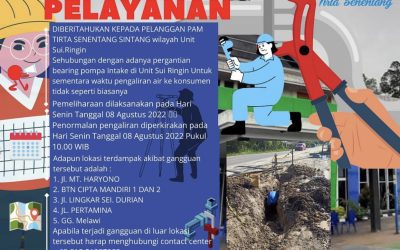 Gangguan Pendistribusian Air dikarenakan pergantian bearing pompa Intake di Unit Sui Ringin