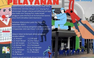 Gangguan Pendistribusian Air dikarenakan pemeliharaan jaringan pipa Intake Unit Tanjung Puri