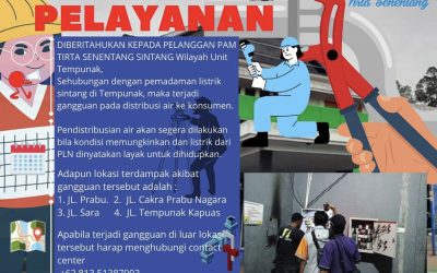 Sehubungan dengan pemadaman listrik sintang di Tempunak, maka terjadi gangguan pada distribusi air ke konsumen
