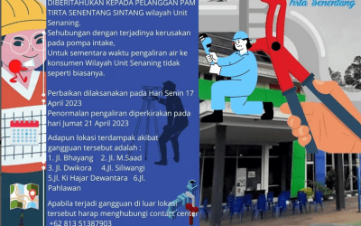 Diberitahukan Kepada Pelanggan PAM Tirta Senentang Sintang wilayah Unit Senaning dengan terjadinya kerusakan pada pompa intake