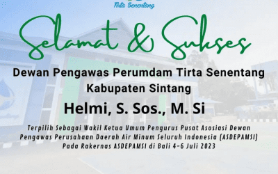 Selamat dan sukses Dewan Pengawas Perumdam Tirta Senentang Kabupaten Sintang Helmi, S. Sos., M. Si terpilih sebagai Wakil Ketua Umum Pengurus Pusat Asosiasi Dewan Pengawas Perusahaan Daerah Air Minum Seluruh Indonesia (ASDEPAMSI)