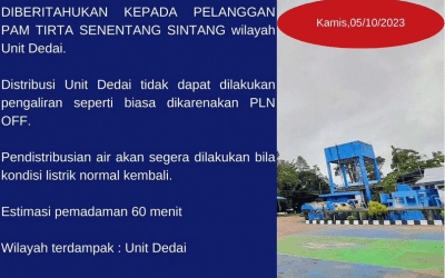 Pendistribusian Unit Dedai dIhentikan dikarenakan listrik PLN tidak stabil, 5 Oktober 2023