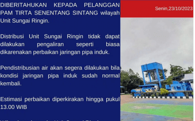 Perbaikan jaringan pipa induk Unit Sungai Ringin, 23 Oktober 2023
