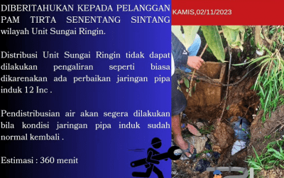 Perbaikan jaringan pipa induk Unit Sungai Ringin, 2 November 2023