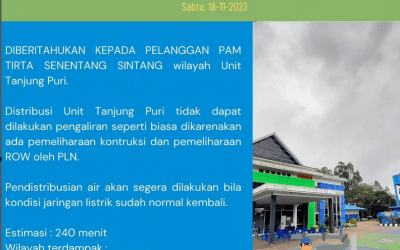 Pendistribusian Unit Tanjung Puri dihentikan dikarenakan listrik PLN tidak stabil, 18 November 2023
