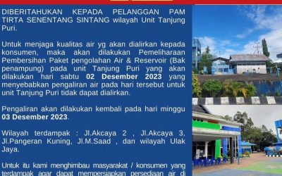 Pembersihan Paket pengolahan Air & Reservoir (Bak penampung) pada unit Tanjung Puri, 29 November 2023
