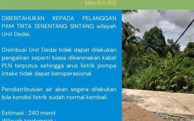 Pendistribusian Unit Dedai dihentikan dikarenakan kabel listrik PLN putus , 25 November 2023