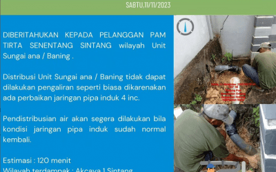 Perbaikan jaringan pipa induk Unit Baning, 11 November 2023