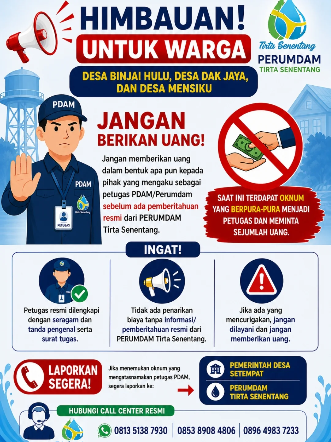 ⚠️ HIMBAUAN ⚠️Kepada warga Desa Binjai Hulu, Desa Dak Jaya, dan Desa Mensiku,Diimbau untuk tida