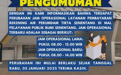 Perubahan Jam Operasional Pembayaran Rekening Air di Mall Pelayanan Publik
